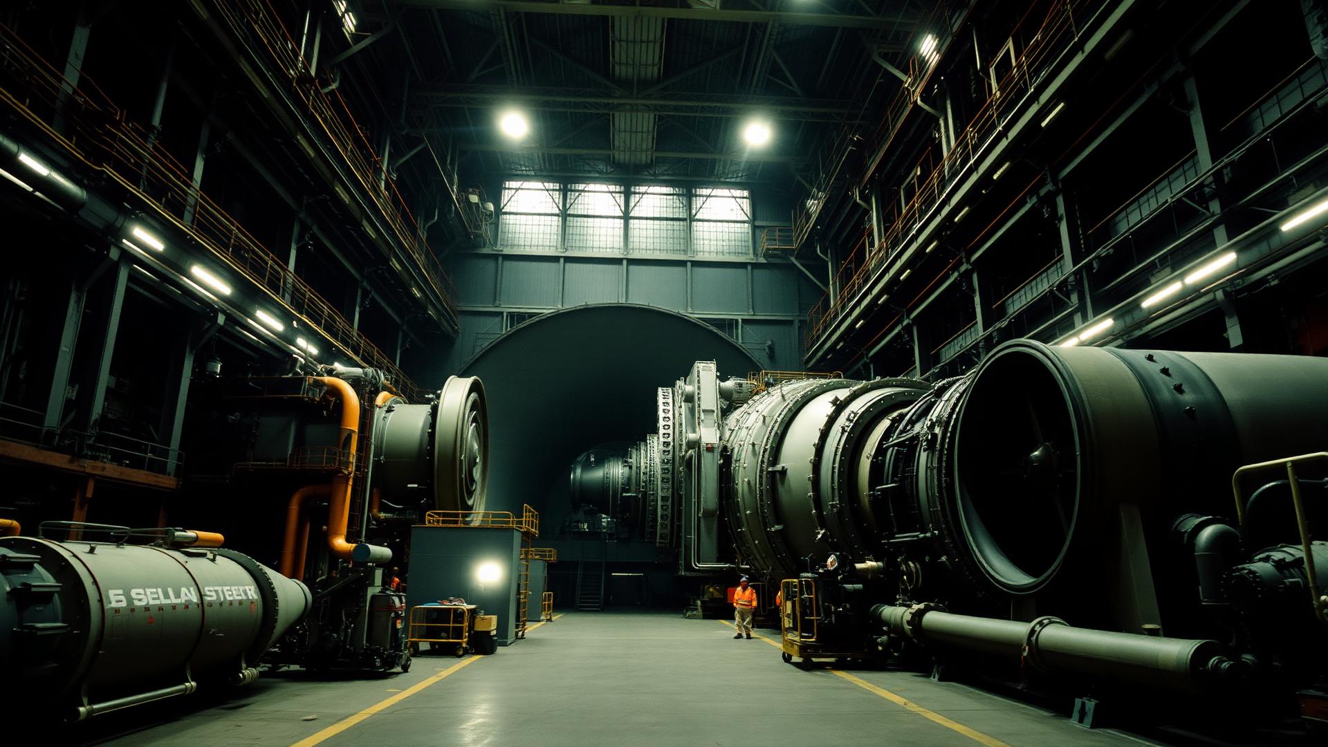 Gas turbine hall of a combined cycle power plant