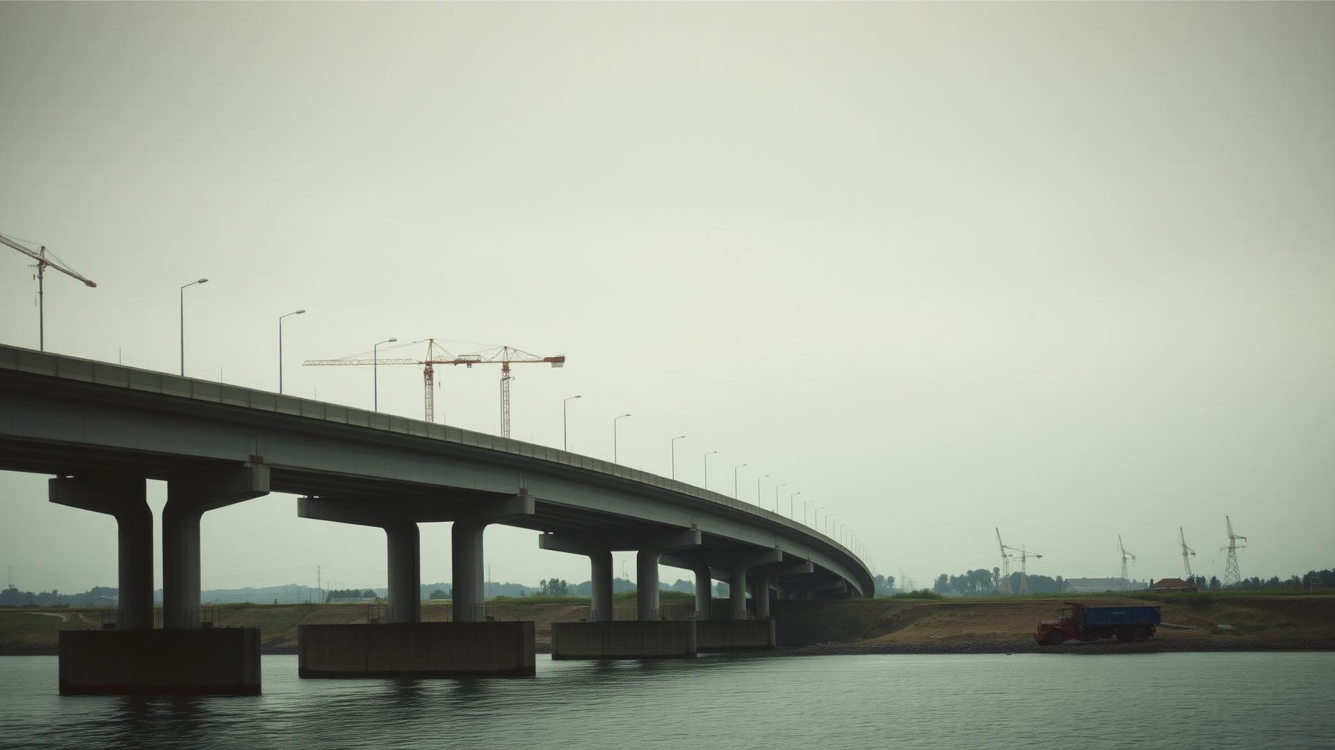 Concrete viaduct spans under construction