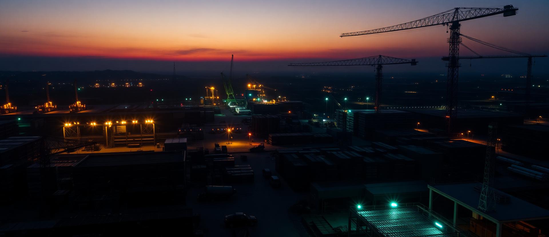 Aerial view of an active construction site