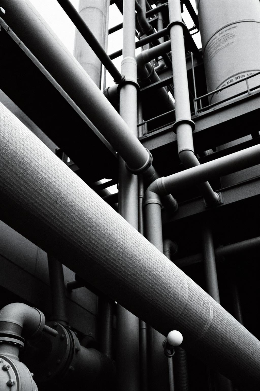 Vertical run of industrial process piping